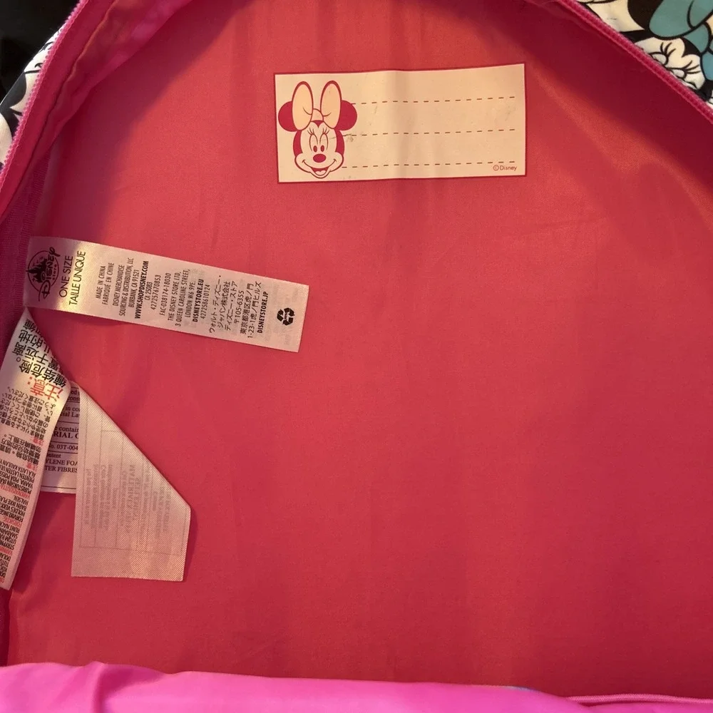 Authentic Disney Store Minnie Mouse Girls Pink Backpack 3D Ears Utility Pockets